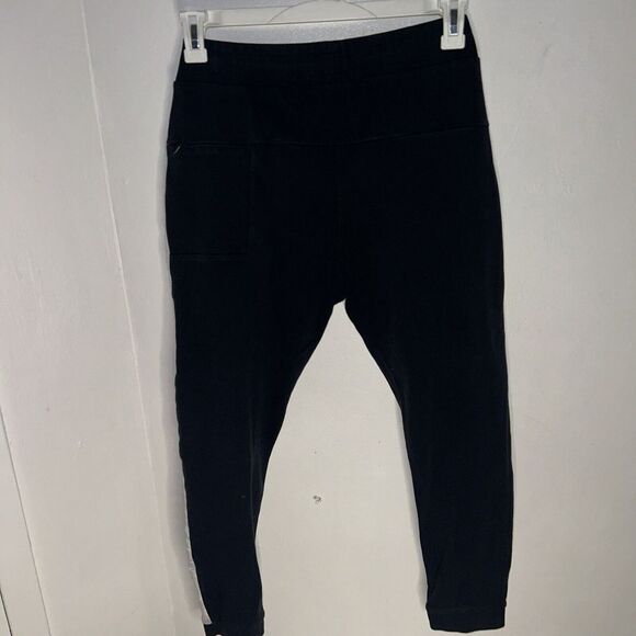 Zara Black Side Stripe Jogger Pants Size Large black-and-white stretchy - Picture 5 of 6